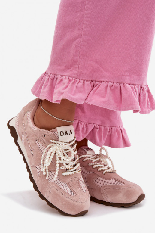 Pele de camurça À modalo de tênis Feminino MK61-0705 cor rosa