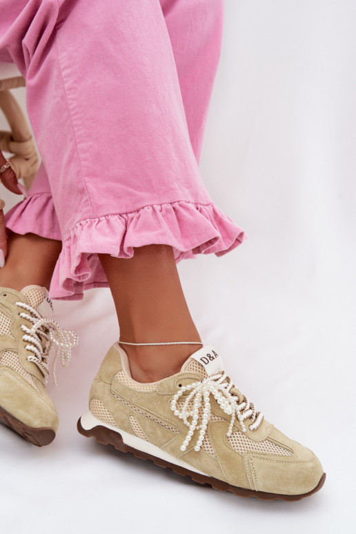 Pele de camurça À modalo de tênis Feminino MK61-0705 luz verde