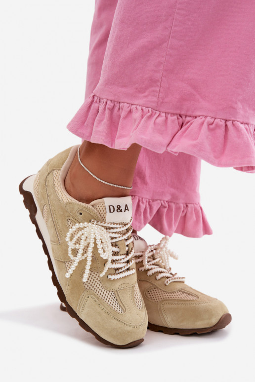 Pele de camurça À modalo de tênis Feminino MK61-0705 luz verde