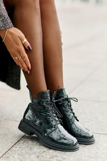 Pele com efeito verniz Botas femininas aquecimento Casal o castelo D&A LZ42-042 cor cáqui