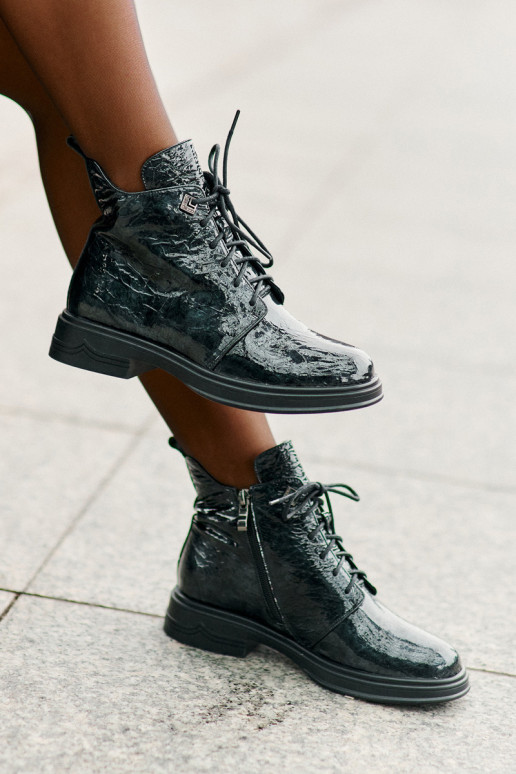 Pele com efeito verniz Botas femininas aquecimento Casal o castelo D&A LZ42-042 cor cáqui