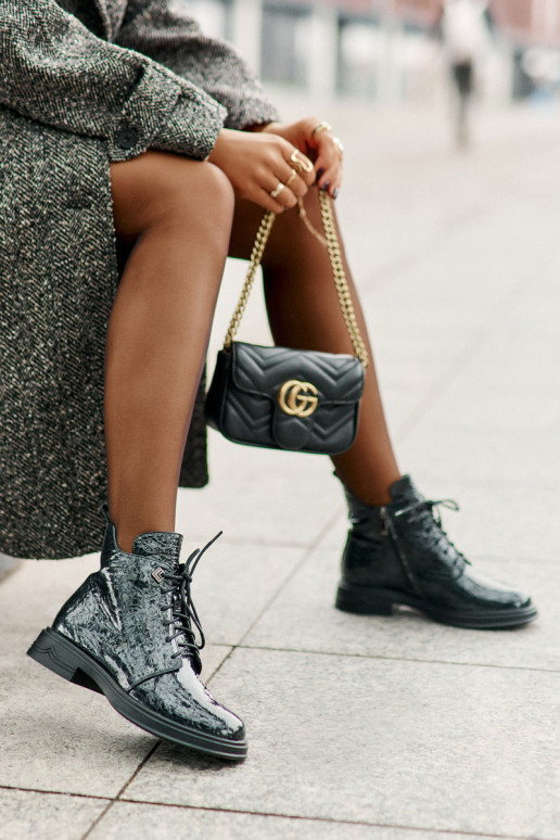 Pele com efeito verniz Botas femininas aquecimento Casal o castelo D&A LZ42-042 cor cáqui