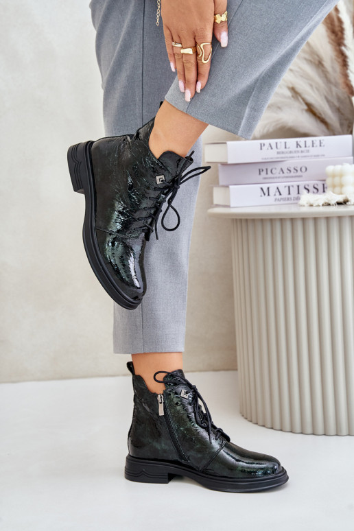 Pele com efeito verniz Botas femininas aquecimento Casal o castelo D&A LZ42-042 cor cáqui