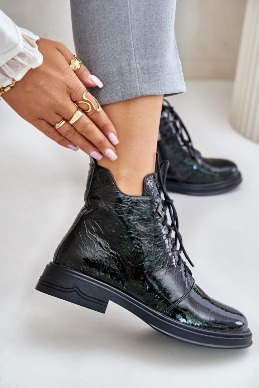 Pele com efeito verniz Botas femininas aquecimento Casal o castelo D&A LZ42-042 cor cáqui