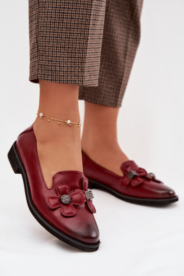 sapato Feminino com salto largo Com decoraçõesi com motivos floraisami Borgonha Tavillette 2