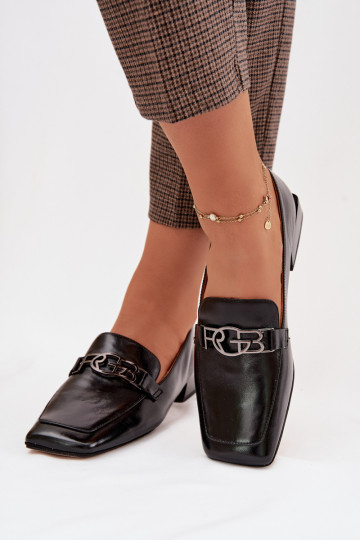 Mocassins femininos de couro com detalhes elegantes D&A CR61-3125 cor preta 2