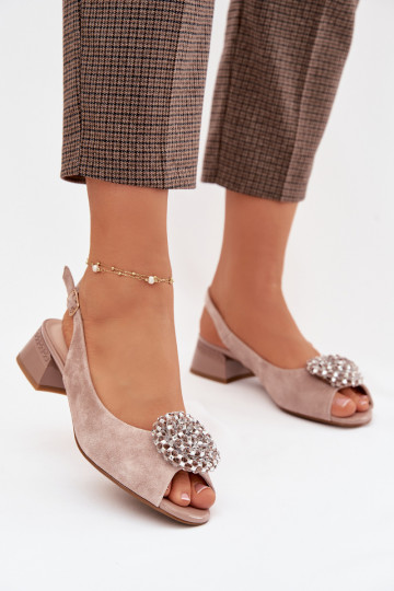 Sandálias femininas Feminino Klocke com enfeites D&A CR61-3030 bege 2
