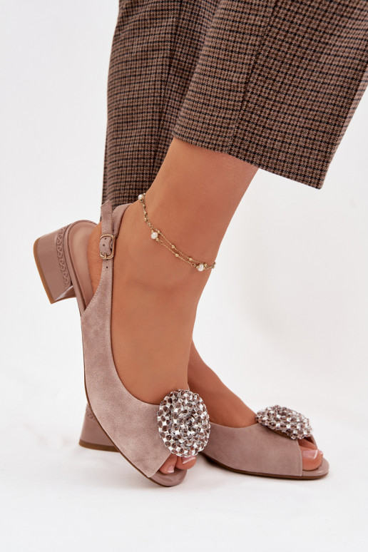 Sandálias femininas Feminino Klocke com enfeites D&A CR61-3030 bege
