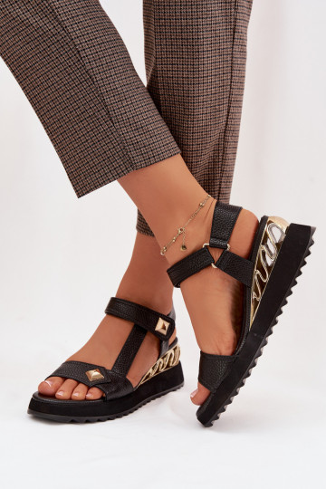 Sandálias femininas Feminino com uma plataforma D&A CR61-3070 cor preta