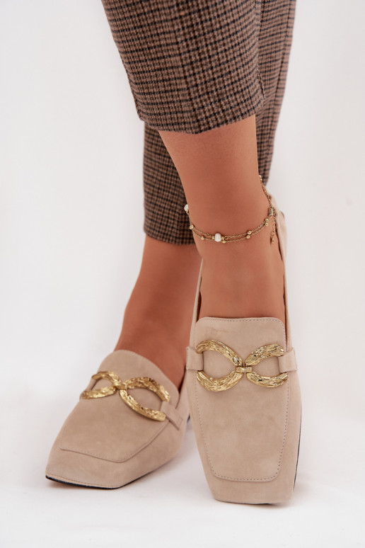 mocassins femininosHabilitadoturalnego de camurçau cor dourada Detal D&A CR61-3115 bege