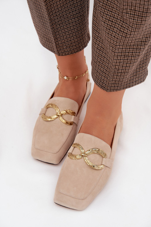 mocassins femininosHabilitadoturalnego de camurçau cor dourada Detal D&A CR61-3115 bege