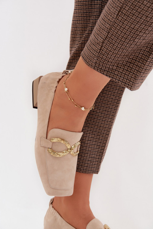 mocassins femininosHabilitadoturalnego de camurçau cor dourada Detal D&A CR61-3115 bege