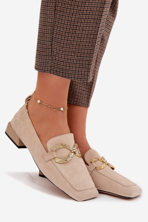 mocassins femininosHabilitadoturalnego de camurçau cor dourada Detal D&A CR61-3115 bege