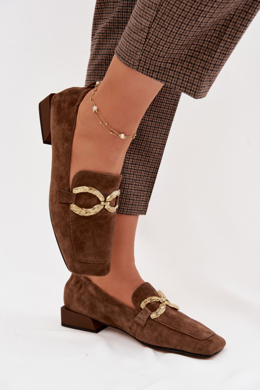 mocassins femininosHabilitadoturalnego de camurçau cor dourada Detal D&A CR61-3115 cor marrom