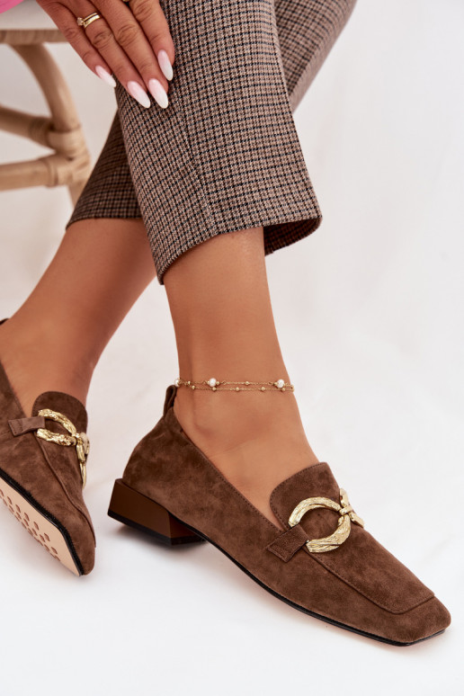 mocassins femininosHabilitadoturalnego de camurçau cor dourada Detal D&A CR61-3115 cor marrom