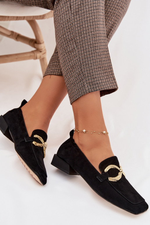 mocassins femininosHabilitadoturalnego de camurçau cor dourada Detal D&A CR61-3115 cor preta