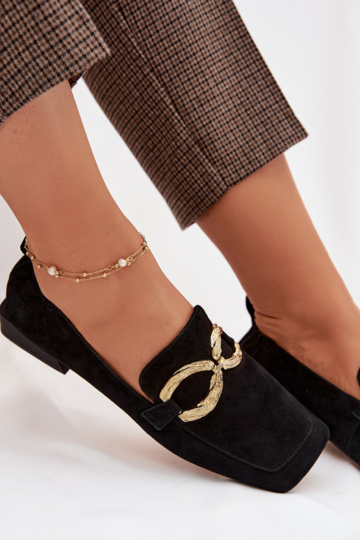 mocassins femininosHabilitadoturalnego de camurçau cor dourada Detal D&A CR61-3115 cor preta