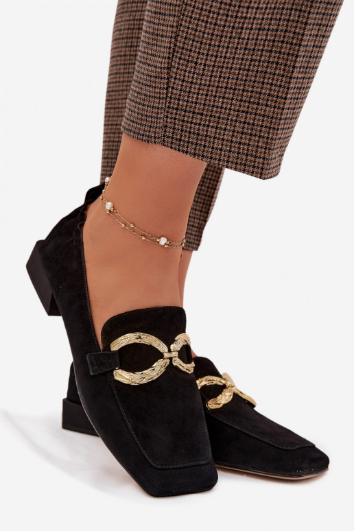 mocassins femininosHabilitadoturalnego de camurçau cor dourada Detal D&A CR61-3115 cor preta