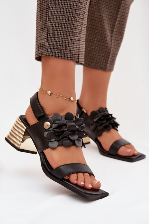 Pele Sandálias de salto alto D&A CR61-3062 cor preta