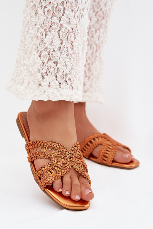 Chinelos Apartamento feminino cor laranja Fariella