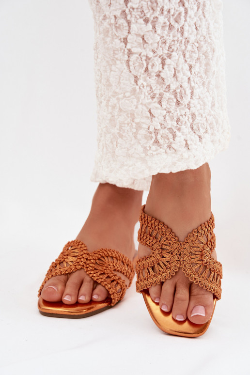 Chinelos Apartamento feminino cor laranja Fariella