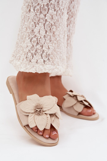 isósceles Chinelos femininos Com decoraçõesi com motivos floraisami cor de marfim Elzoria 2