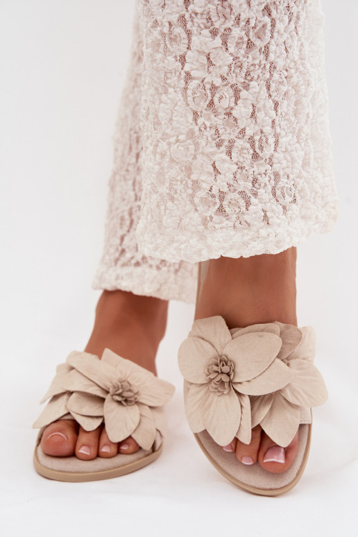 isósceles Chinelos femininos Com decoraçõesi com motivos floraisami cor de marfim Elzoria