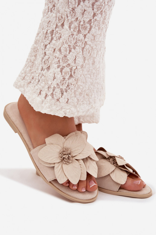 isósceles Chinelos femininos Com decoraçõesi com motivos floraisami cor de marfim Elzoria