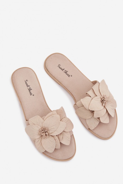 isósceles Chinelos femininos Com decoraçõesi com motivos floraisami cor de marfim Elzoria