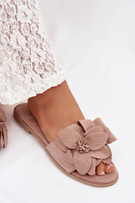 isósceles Chinelos femininos Com decoraçõesi com motivos floraisami bege Elzoria