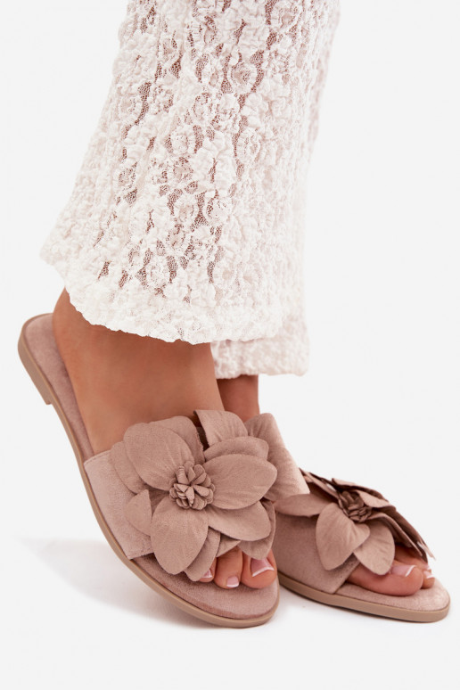 isósceles Chinelos femininos Com decoraçõesi com motivos floraisami bege Elzoria