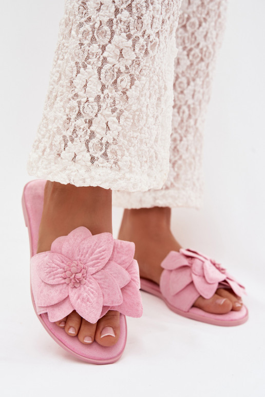 isósceles Chinelos femininos Com decoraçõesi com motivos floraisami cor rosa Elzoria