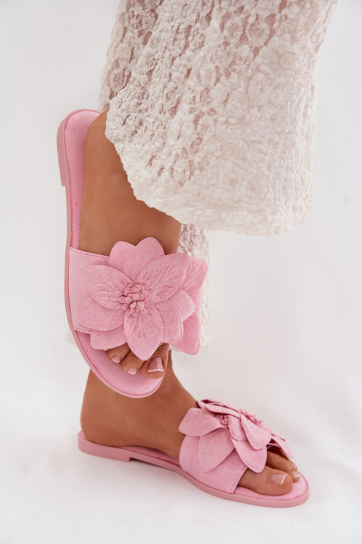 isósceles Chinelos femininos Com decoraçõesi com motivos floraisami cor rosa Elzoria