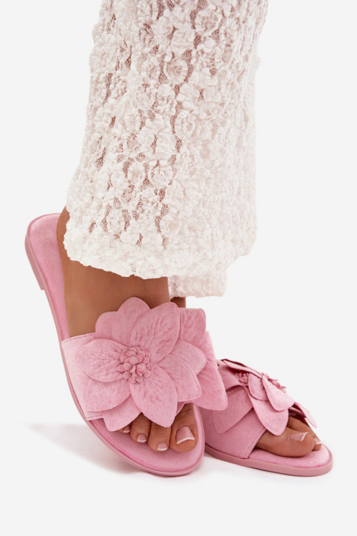 isósceles Chinelos femininos Com decoraçõesi com motivos floraisami cor rosa Elzoria