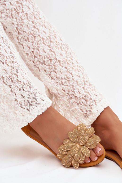 Chinelos Apartamento feminino Com decoração cor amarela Grelora