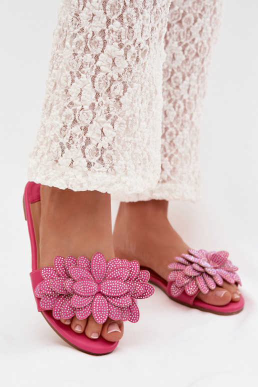 Chinelos Apartamento feminino Com decoração cor rosa Grelora