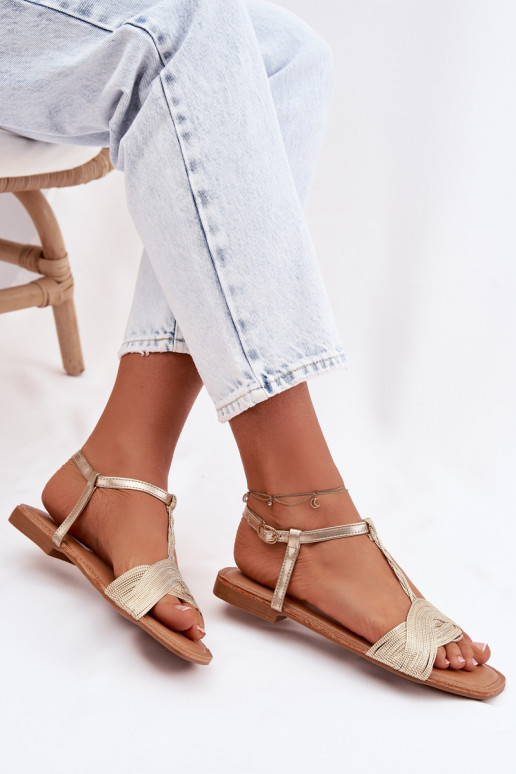Sandálias rasteiras para mulheres cor dourada Nexora