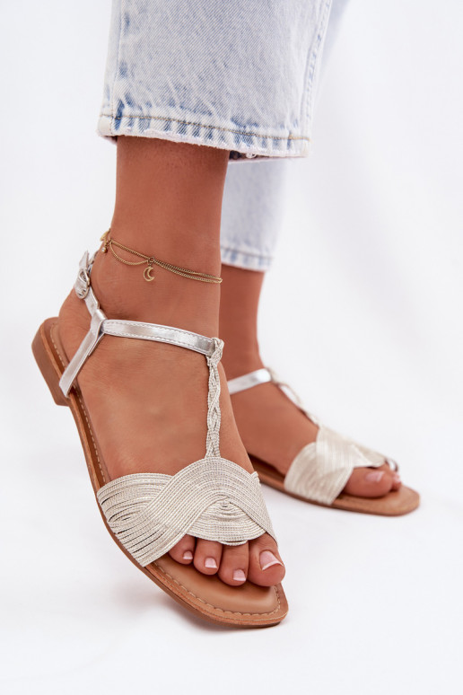 Sandálias rasteiras para mulheres cor prata Nexora