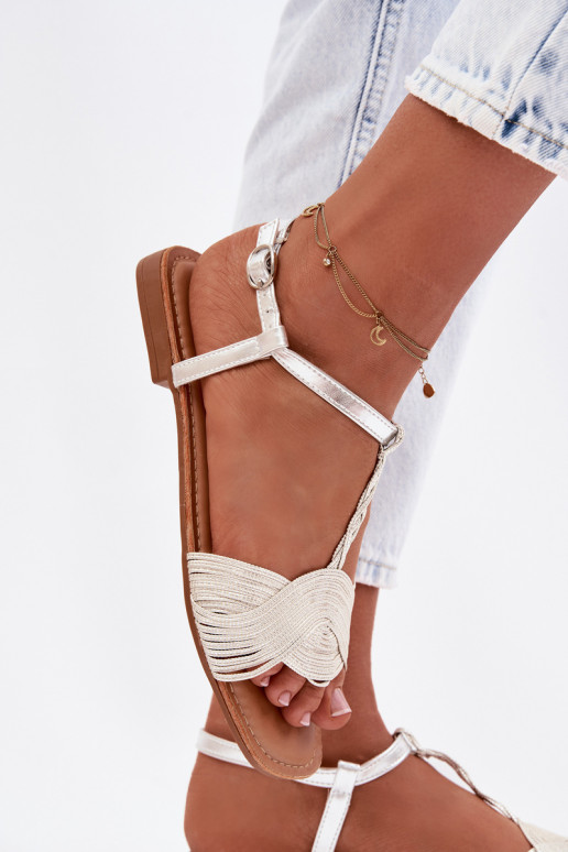 Sandálias rasteiras para mulheres cor prata Nexora