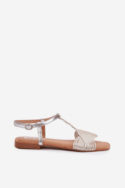 Sandálias rasteiras para mulheres cor prata Nexora