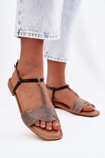 Sandálias rasteiras para mulheres cor preta Nexora 2