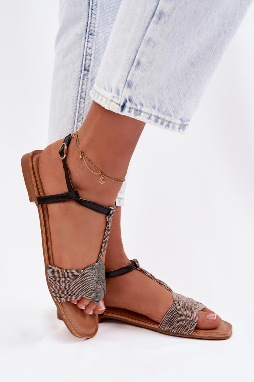 Sandálias rasteiras para mulheres cor preta Nexora