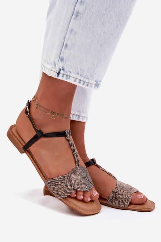 Sandálias rasteiras para mulheres cor preta Nexora