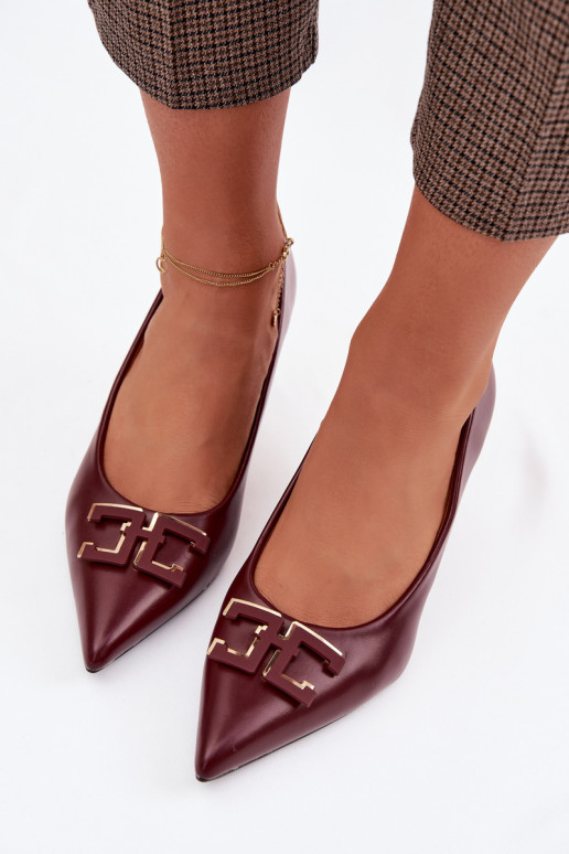 sapatos de salto alto Sapato com enfeites Eko Pele Borgonha Fivara