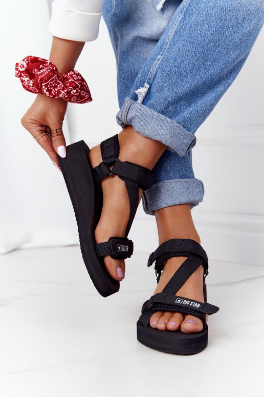 Chinelos leves Sandálias plataforma Big Star FF274A349 cor preta