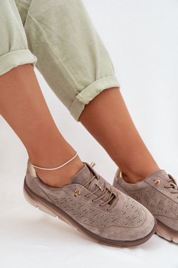 Tênis de mulher em estilo esportivo com detalhes recortados Sergio Leone SP-002 marrom 2