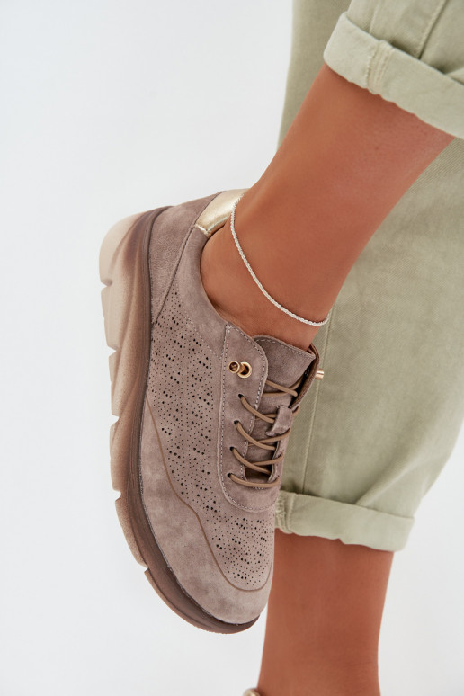 Tênis de mulher em estilo esportivo com detalhes recortados Sergio Leone SP-002 marrom