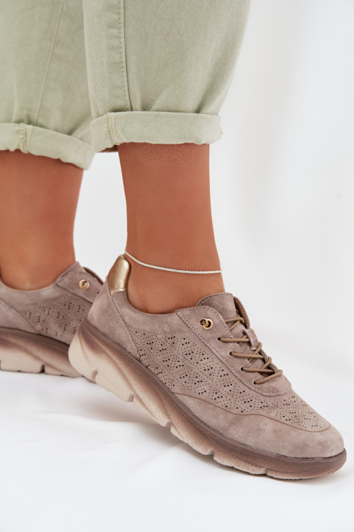 Tênis de mulher em estilo esportivo com detalhes recortados Sergio Leone SP-002 marrom