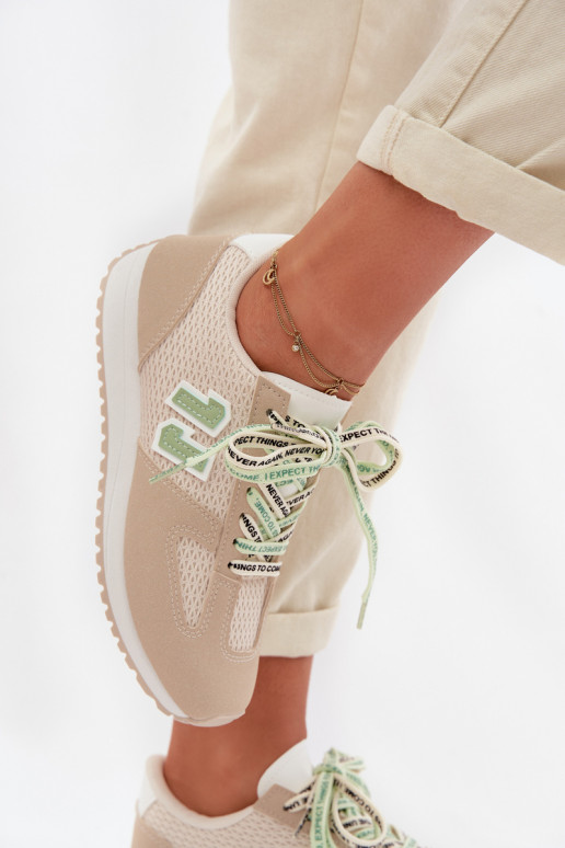 À modalo de tênis Feminino Com decorações Amarrandom bege Henira