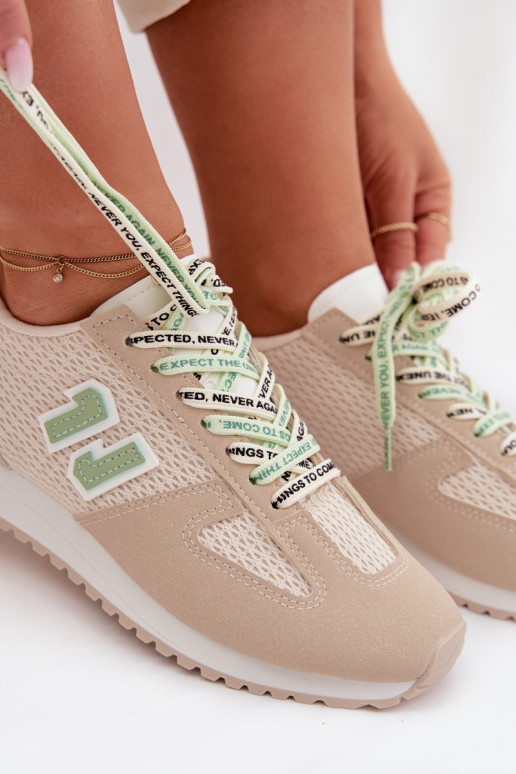 À modalo de tênis Feminino Com decorações Amarrandom bege Henira